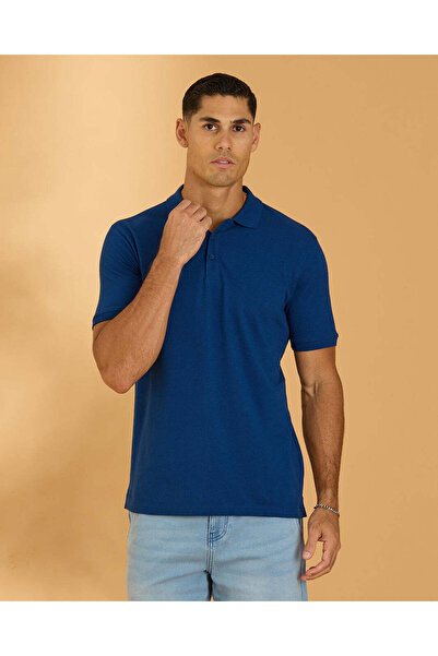 REDTAG Men Blue Basic Polo T Shirt