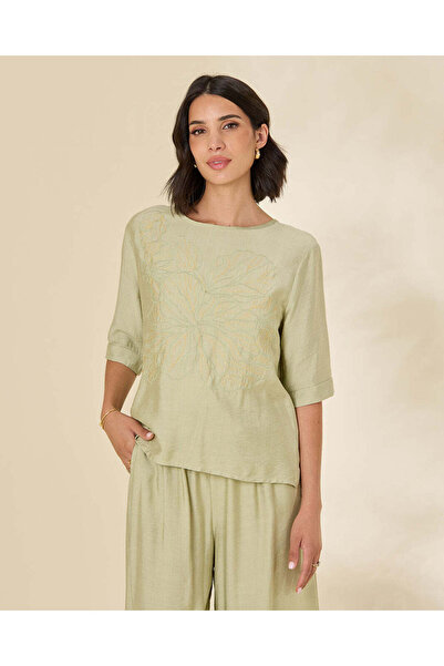 REDTAG Women Green Embroidered Blouse