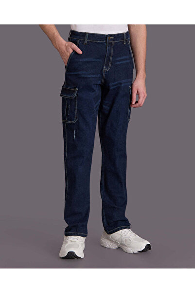 REDTAG Senior Boys Navy Cargo Denim Jeans