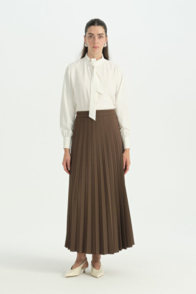 Nihan Pleated Skirt - Brown