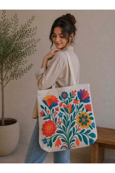 ÖZDAĞ HOME CONCEPT 40X40 cm Digital Printed Suede Fabric Women's Shoulder Bag...