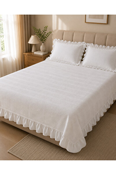 GÖRMEZ TEKSTİL Double Ruffled 100% Cotton Pique Set