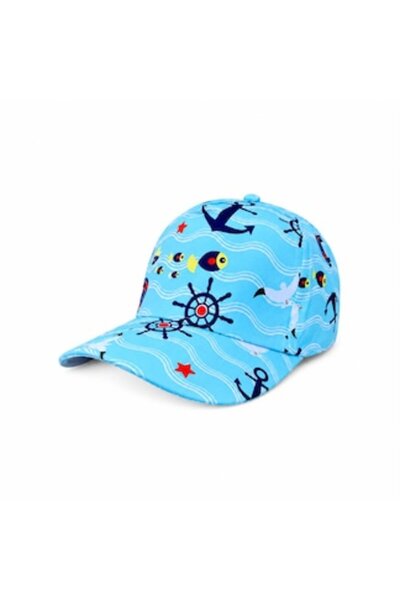 MASHASHOP Children's sun hat, MASHASHOP, Anchor print, 48x50cm, cotton, turqu...