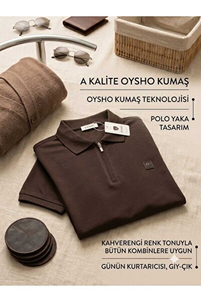MYSLİON Oysho Fabric Half Zipper Men's T-Shirt