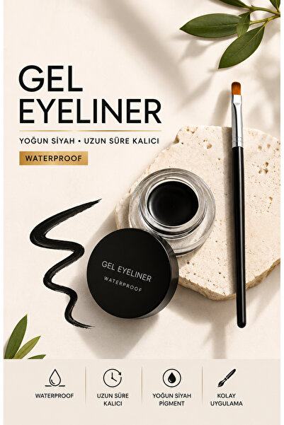MAQYA KOZMETİK Siyah Jel Eyeliner Suya Dayanıklı Uzun Süre Kalıcı Yoğun Yükse...