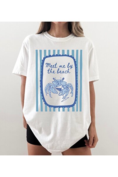Grafftee Clothing Meet Me at Beach Printed Unisex Oversize T-Shirt