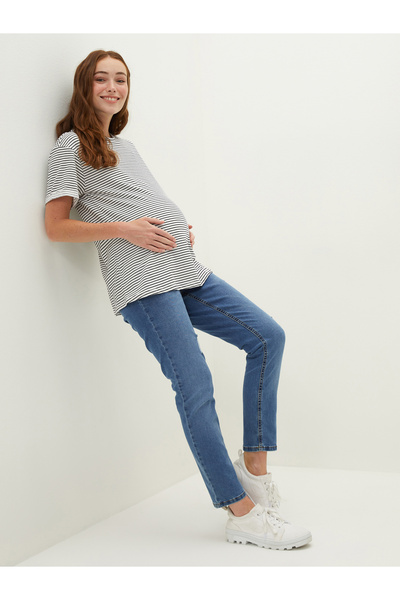 LC Waikiki Blugi de maternitate tip boyfriend, cu panouri la abdomen, cu deta...