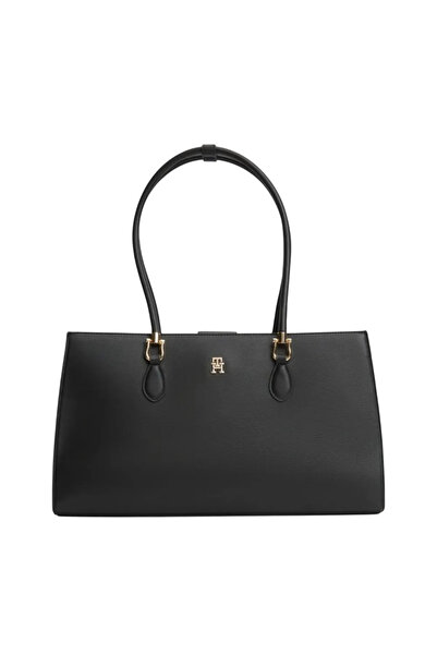 Tommy Hilfiger Γυναικεία TH Monogram Τσάντα Χειρός Μαύρη AW0AW18750-BDS