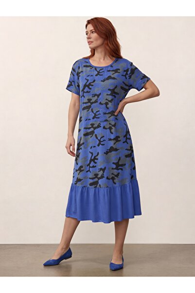DenizEge Italian Camouflage Dress Saks Blue