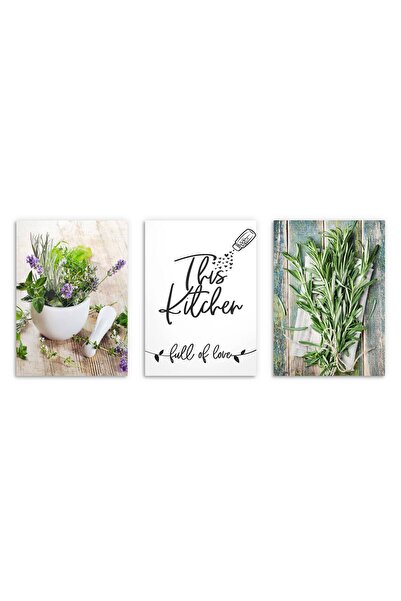 Naklejkomania Set 3 postere pentru peretele bucatariei, Plante aromatice 3x 3...