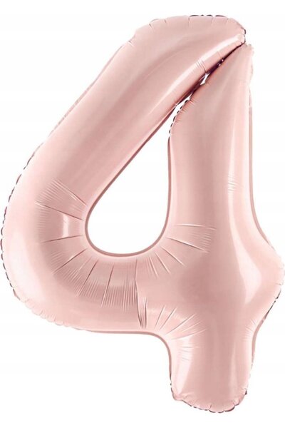 Partydeco Folie cu baloane Cifra ''4'', 72cm, roz deschis