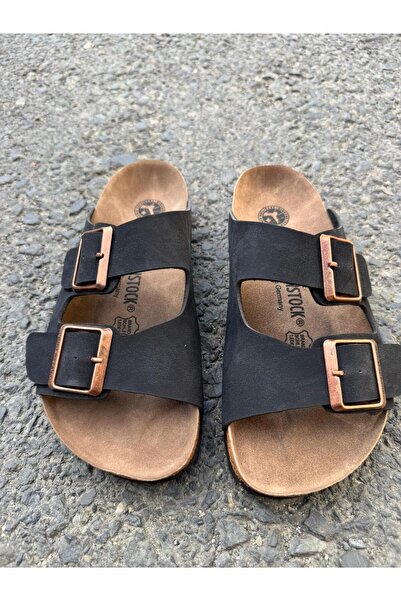 Raneel Kazançlı Alışveriş Comfortable sole double strap women's slippers black
