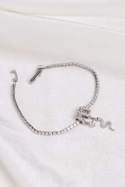 Süspüs Accessories Snake Figure Charm Waterway Silver Bracelet