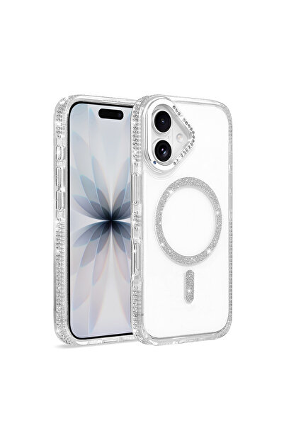 m.tk moveteck iPhone 17 Uyumlu Kılıf Parlak Taş İşlemeli Işıltılı Magsafe Şar...