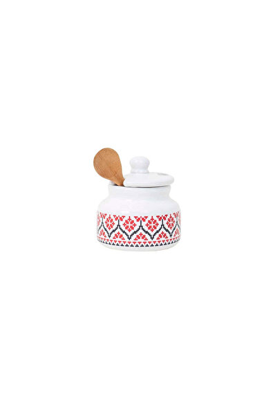 FOXMAG24 Set pentru miere cu cupă și linguriță, ceramic, 300ml, H12cm