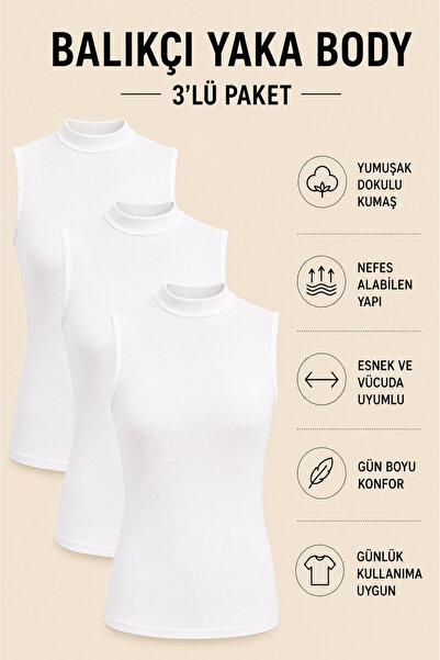 Mudcosıo Women's Half Turtleneck Bodysuit 3-Pack Sleeveless Stretchy Lycra Ba...
