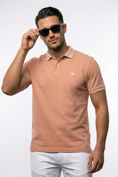 Abruzzo Ανδρικό μπλουζάκι Salmon Polo Collar, κανονική εφαρμογή, 100% βαμβάκι...