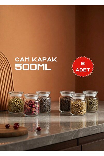 USTAOGLUHOME 6-Piece Glass Jar with Lid 500ml