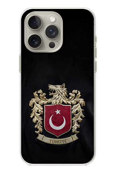TechTree iPhone 15 PRO MAX Uyumlu Türk Sembolü Kurt ve Bayrak Desenli Baskılı...