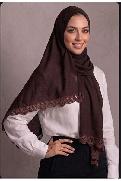 Veil Designer Turkish veil with crochet work and Japanese fabric on both ends...