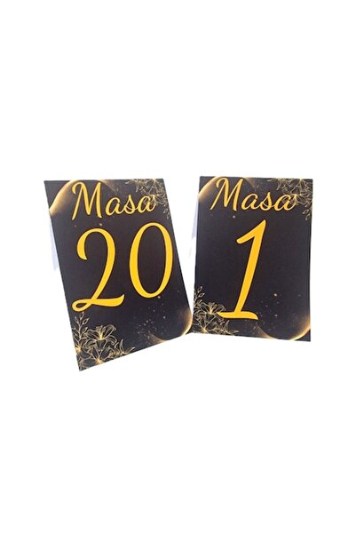OEM Set numere de masă M14, Carton, Negru/Auriu, 20 buc.