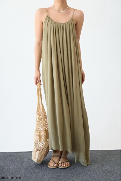 CADDELAMODA Women's Lined Premium Linen Dress with Adjustable Straps