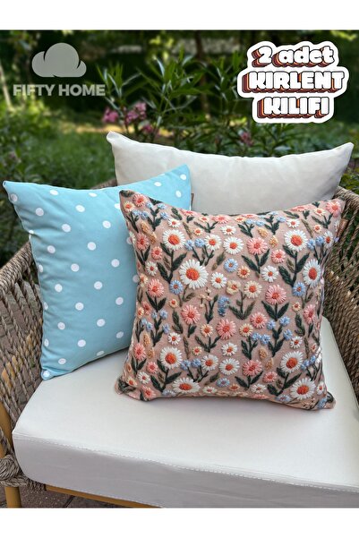 Fifty Home 2 Pieces of Kirlent Case 43X43 cm Digital Printing Summer-Themed G...