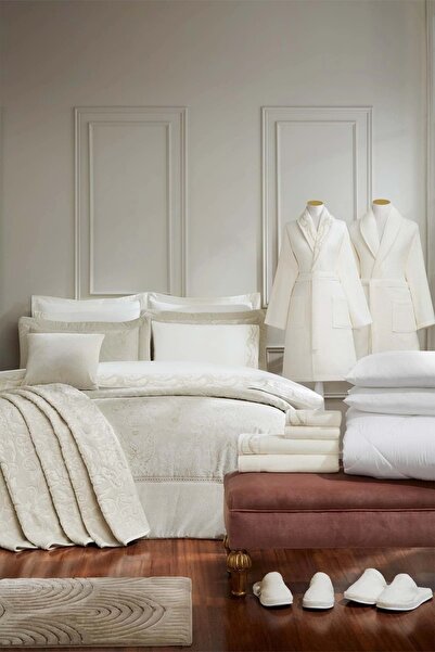 Özdilek -Paisley Krem- 27 Parça Premium Çift Kişilik Çeyiz Seti