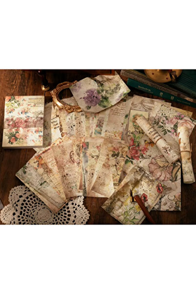 SF SCRAPBOOK KIRTASİYE Vintage Floral Scrapbook Paper 100 Sheets |   Flower T...