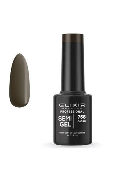 Elixir Επαγγελματικό Ημι-τζελ Ημι-περμανεντ Βερνίκι Νυχιών 758 Κακάο Σκούρο Κ...