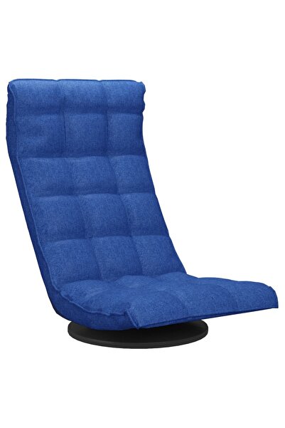 vidaxl Scaun de podea pivotant, albastru, material textil