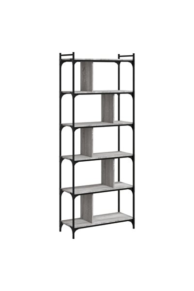 vidaxl Bibliotecă cu 6 niveluri gri sonoma 76x32x192 cm lemn compozit