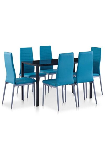 vidaxl Set mobilier de bucătărie, 7 piese, albastru