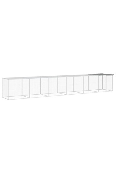 vidaxl Coteț de găini cu acoperiș gri deschis 603 x 98 x 90 cm oțel galvanizat