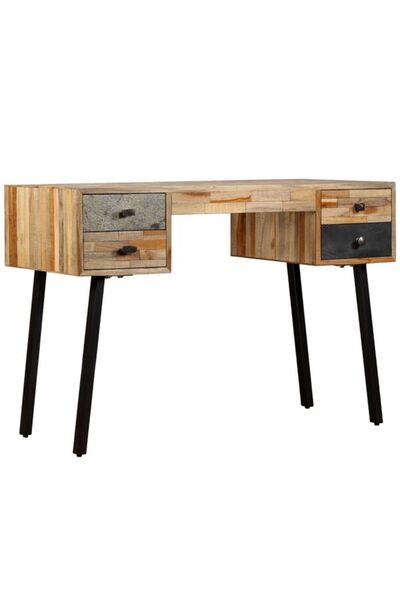 vidaxl Birou din lemn masiv de tec reciclat 110 x 50 x 76 cm
