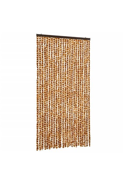 vidaxl Perdea anti-insecte, ocru și alb, 100 x 220 cm, șenilă