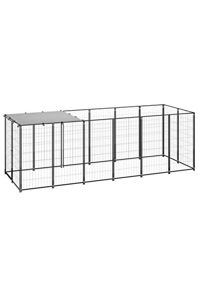 vidaxl Țarc pentru câini, negru, 330 x 110 x 110 cm, oțel