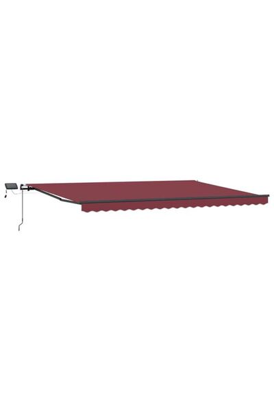vidaxl Copertină retractabilă manuală cu LED-uri, Bordeaux, 500 x 300 cm