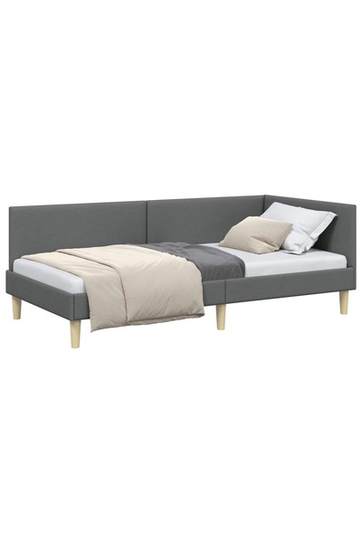 vidaxl Cadru de pat colțar cu headboard Gri închis 90 cm x 190 cm