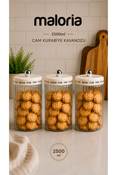 Maloria Mood Cream Vacuum Lid Motto Glass Striped Jar