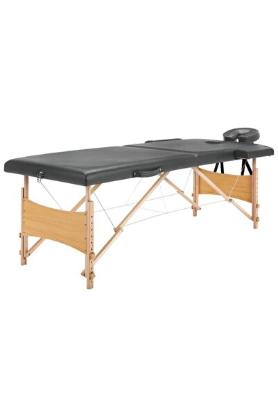vidaxl Masă de masaj cu 2 zone, cadru din lemn, antracit, 186 x 68 cm