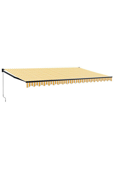 vidaxl Copertină retractabilă, galben/alb, 5 x 3 m, textil/aluminiu