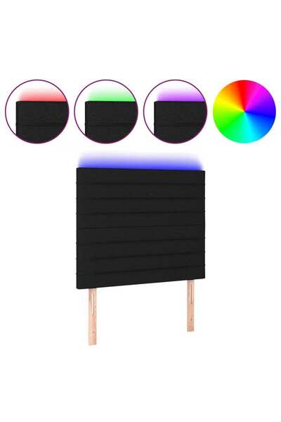 vidaxl Tăblie de pat cu LED, negru, 80x5x118/128 cm, textil