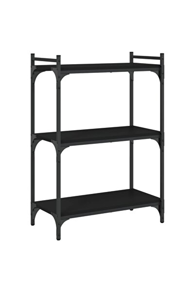 vidaxl Bibliotecă cu 3 niveluri, negru, 60x30x86 cm, lemn prelucrat
