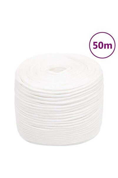 vidaxl Frânghie de barcă, albă integrală, 6 mm, 50 m, polipropilenă