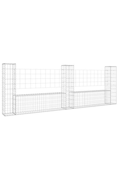 vidaxl Coș gabion în formă de U cu 3 stâlpi, 260 x 20 x 100 cm, fier
