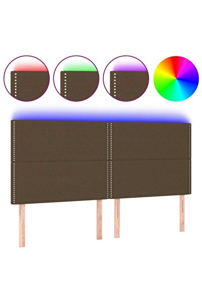 vidaxl Tăblie de pat cu LED, maro închis, 180x5x118/128 cm, textil