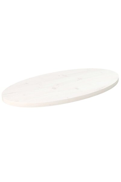 vidaxl Blat de masă, alb, 80x40x2,5 cm, lemn masiv de pin, oval