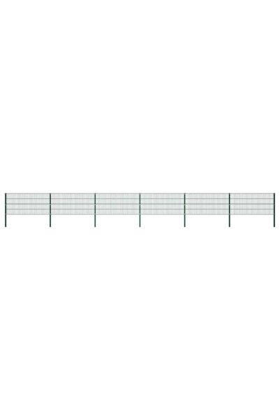 vidaxl Panou de gard cu stâlpi de fier, verde, 1040 x 80 cm