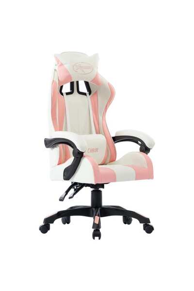 vidaxl Scaun de racing, roz, piele ecologică